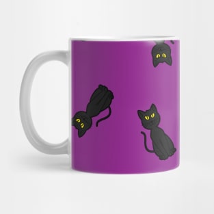 Black Cat Pattern Purple Mug